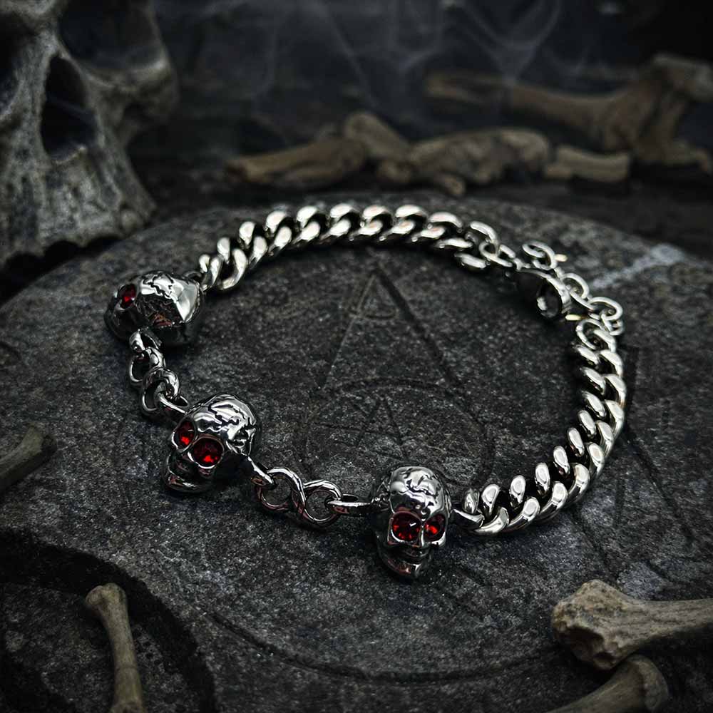 Punk Skull Head Stainless Steel Biker Bracelet