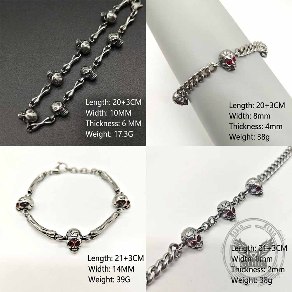 Punk Skull Head Stainless Steel Biker Bracelet