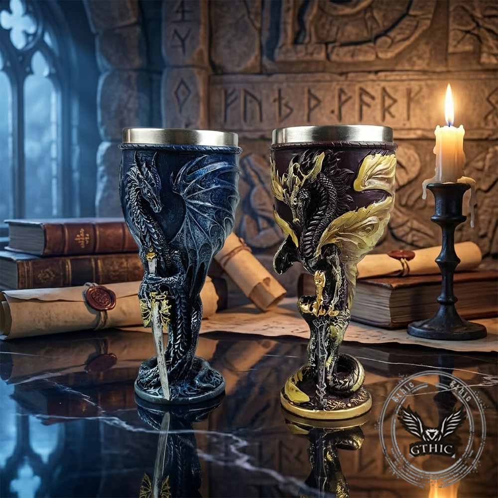 Vintage Dragon Sword Stainless Steel Gothic Wine Goblet