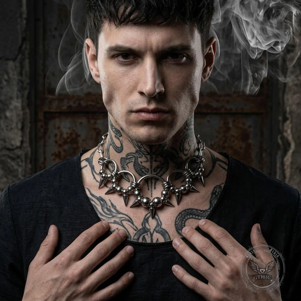 19736-punk-rivets-rings-stainless-steel-clavicle-necklace-1.webp Punk Rivets Rings Stainless Steel Clavicle Necklace