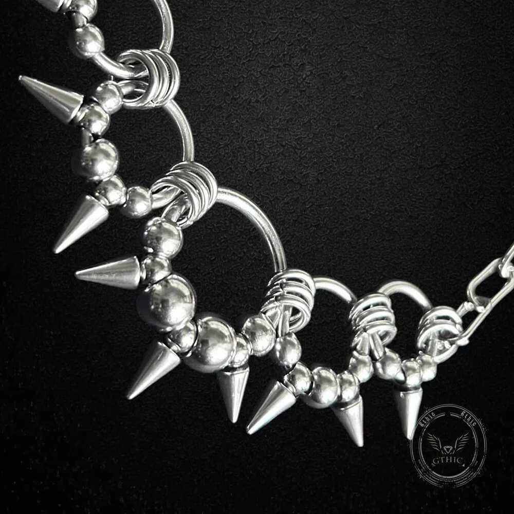 Punk Rivets Rings Stainless Steel Clavicle Necklace