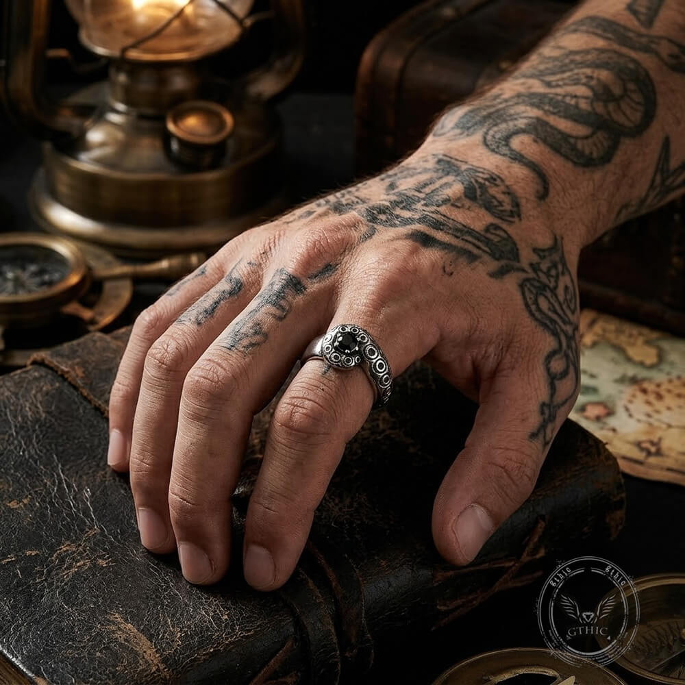 19737-dark-gem-octopus-tentacle-vintage-stainless-steel-ring-2.jpg Dark Gem Octopus Tentacle Vintage Stainless Steel Ring