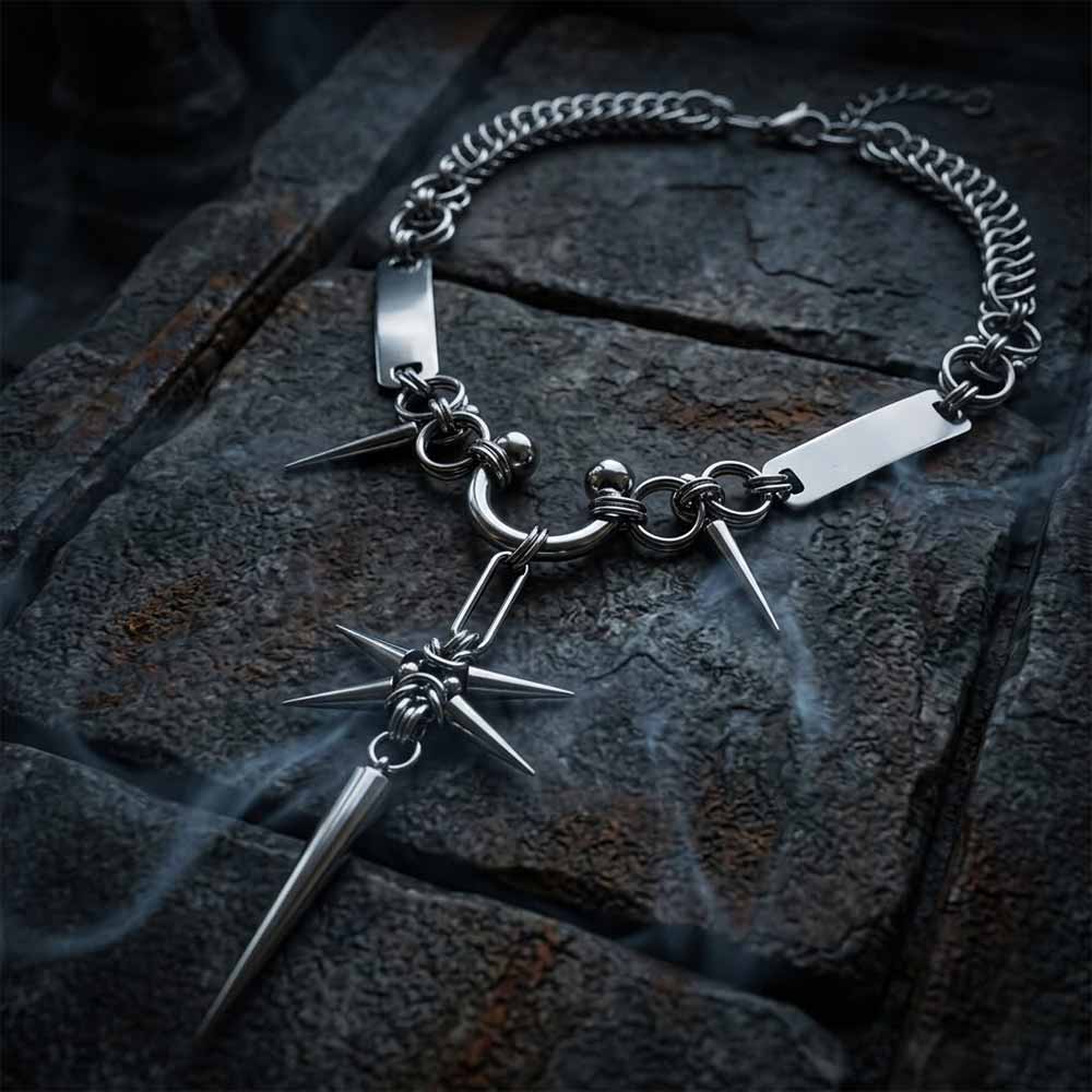 Punk Spike Star Stainless Steel Clavicle Necklace