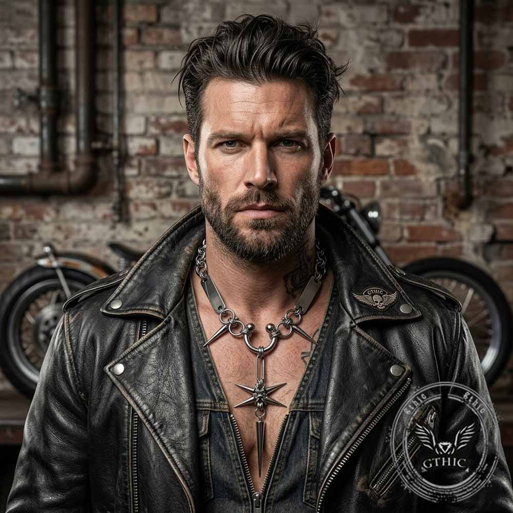 19745-punk-spike-star-stainless-steel-clavicle-necklace-3.jpg Punk Spike Star Stainless Steel Clavicle Necklace