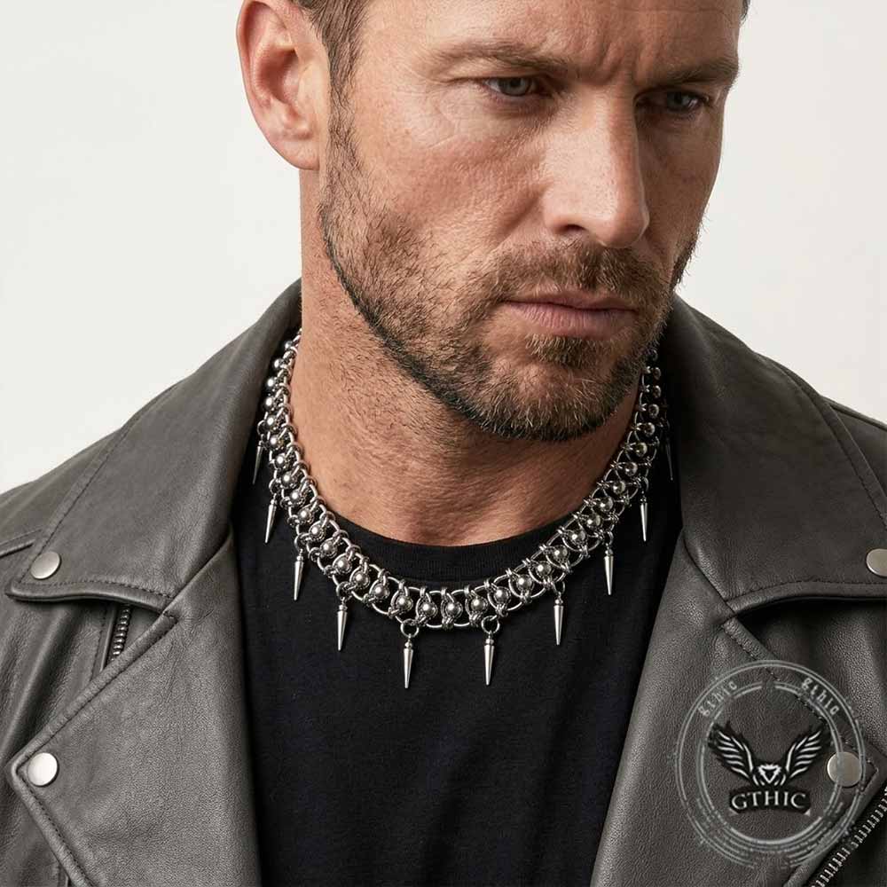 Punk Spike Tassels Stainless Steel Clavicle Necklace