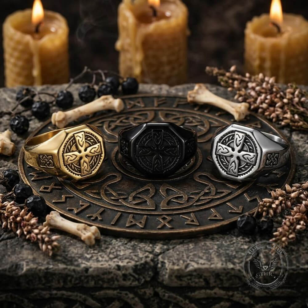 Celtic Cross Eternity Knot Stainless Steel Viking Ring