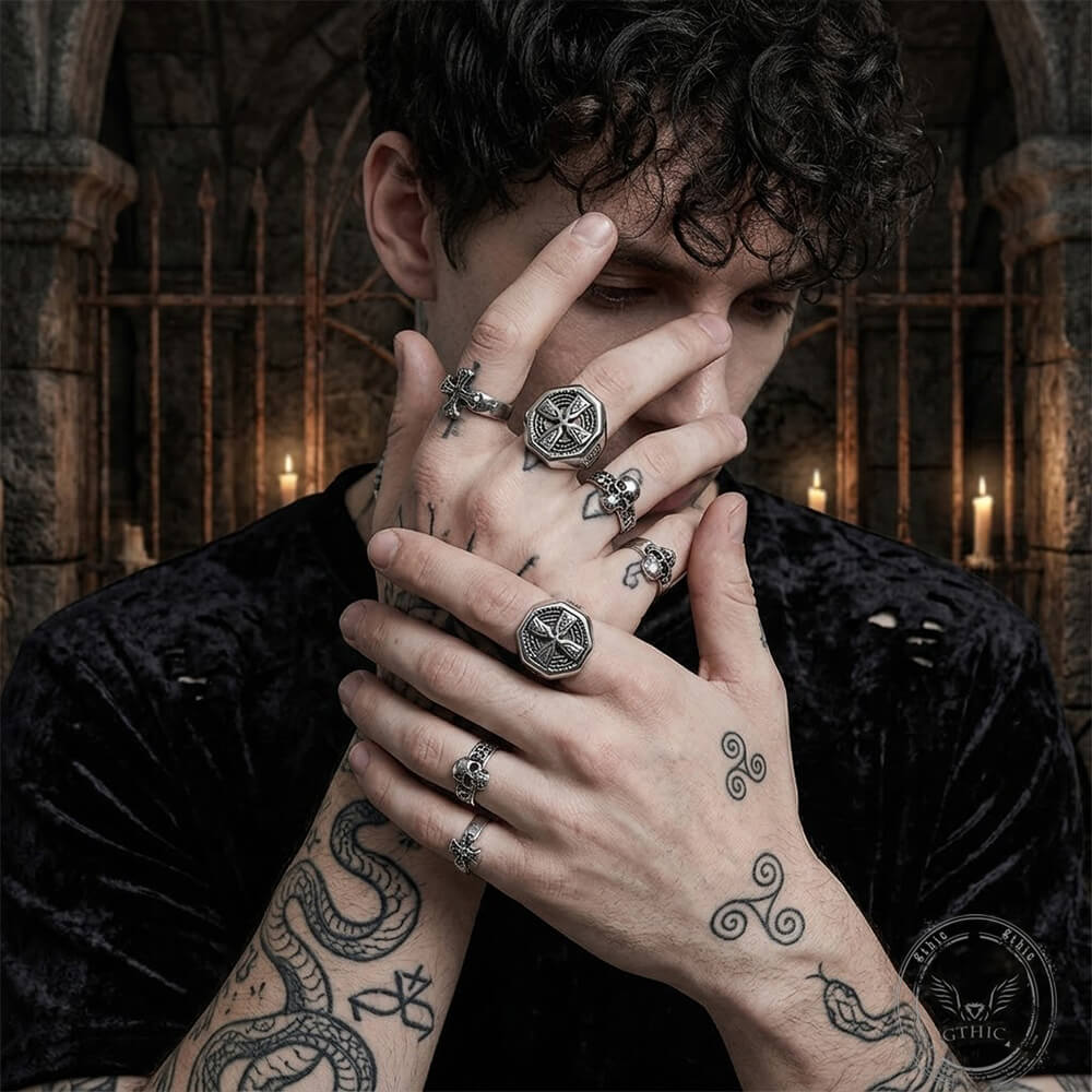 Celtic Cross Eternity Knot Stainless Steel Viking Ring