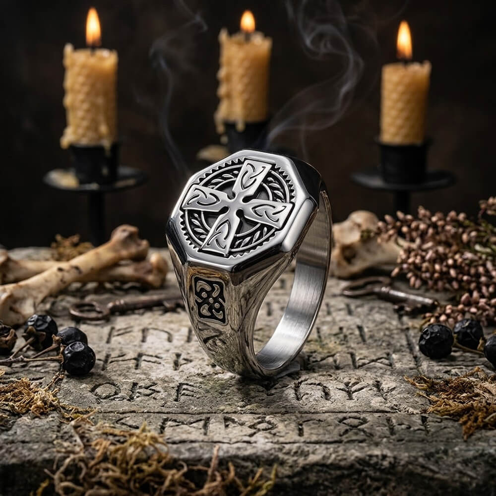 Celtic Cross Eternity Knot Stainless Steel Viking Ring