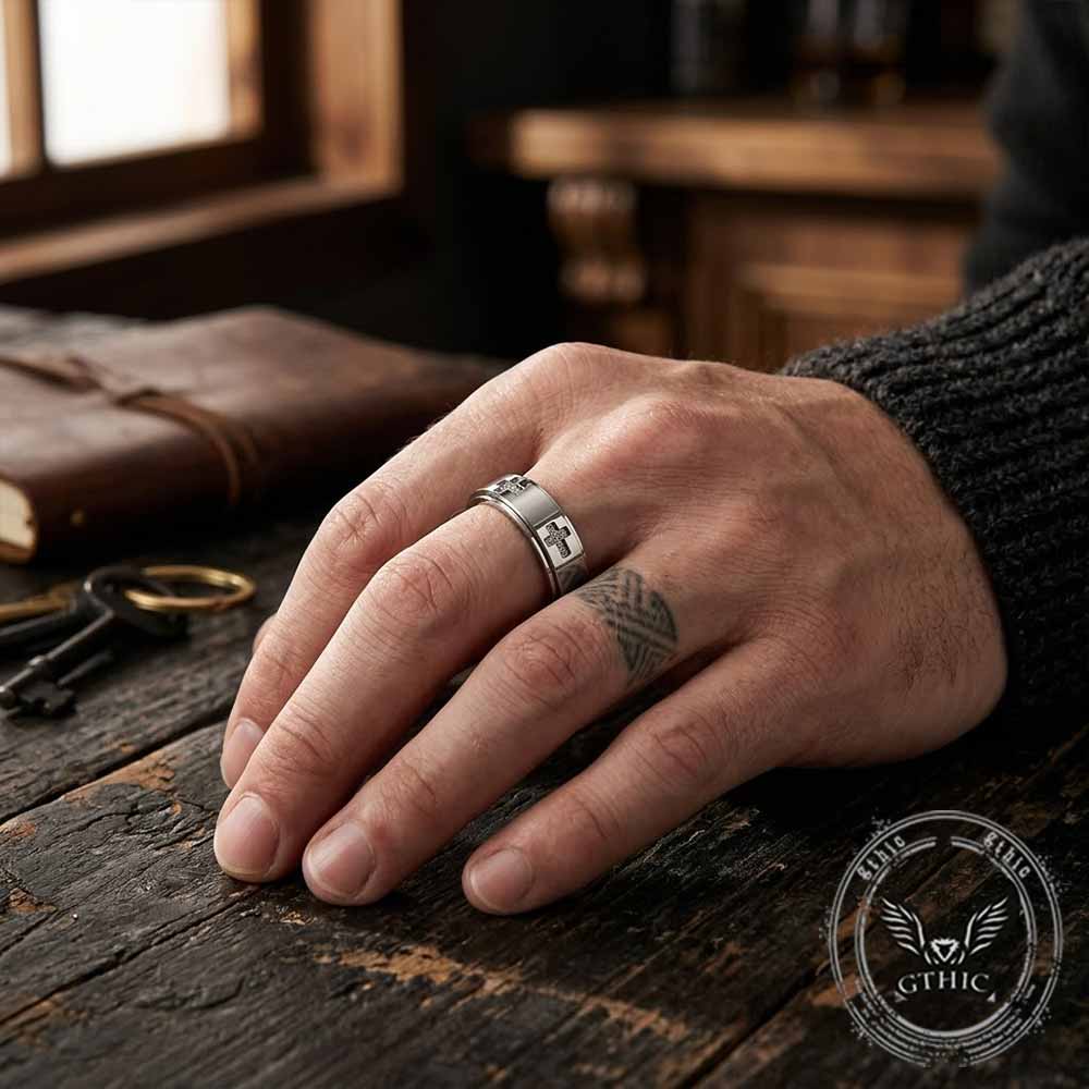 19796-simple-diamond-set-cross-stainless-steel-spinner-ring-2.jpg Simple Diamond-Set Cross Stainless Steel Spinner Ring