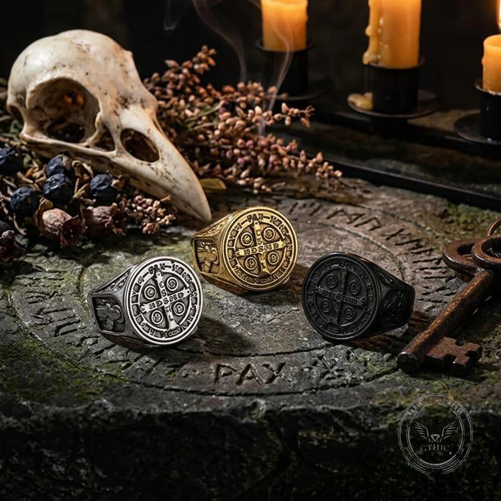 Vintage St. Benedict Exorcism Stainless Steel Ring
