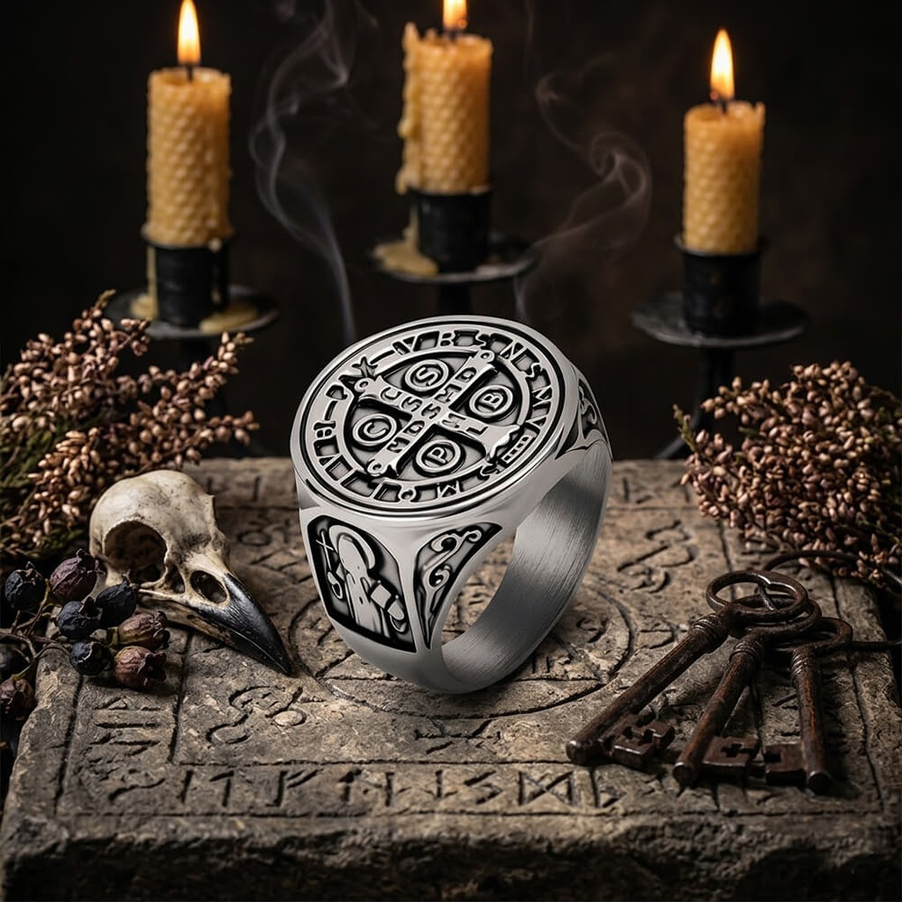 19813-vintage-st.-benedict-exorcism-stainless-steel-ring-3.jpg Vintage St. Benedict Exorcism Stainless Steel Ring