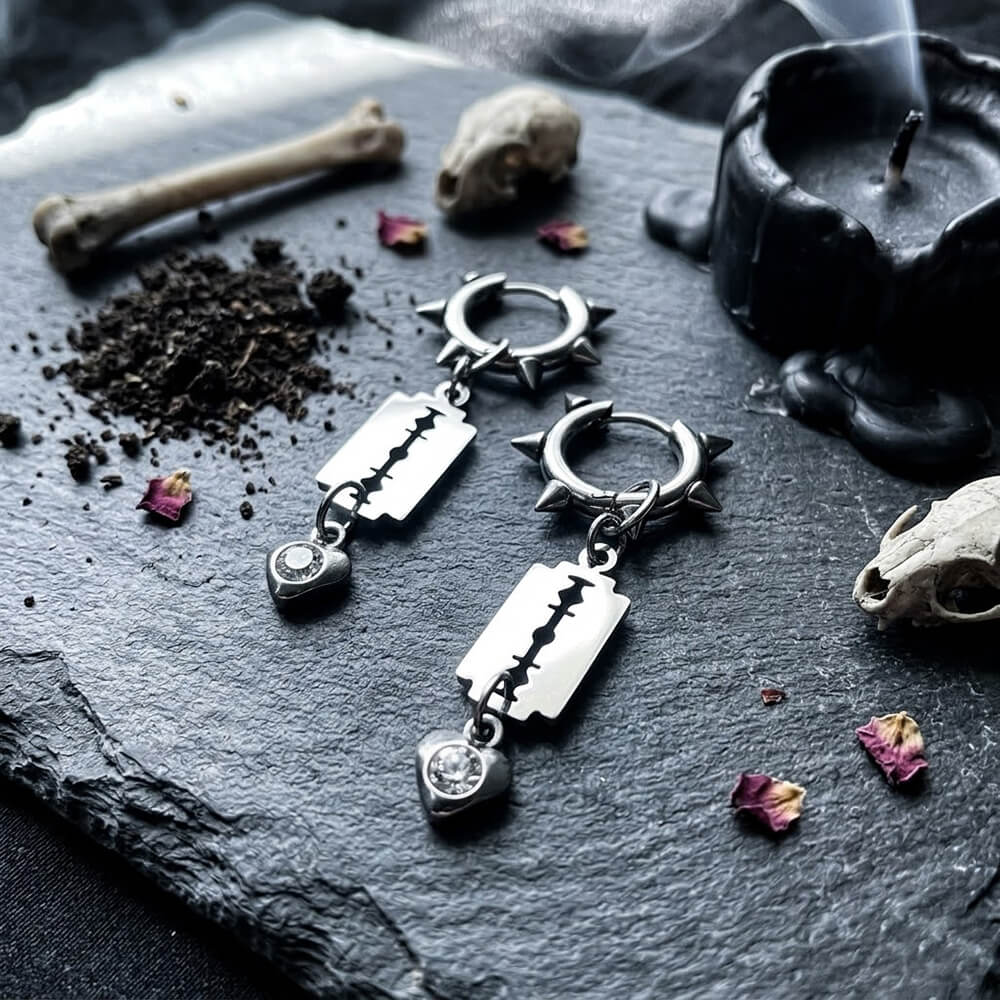 Punk Blade Spike Stainless Steel Drop Earrings