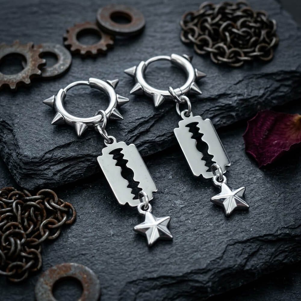 Punk Blade Spike Stainless Steel Drop Earrings
