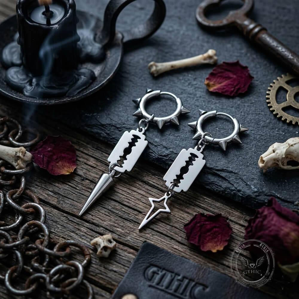 Punk Blade Spike Stainless Steel Drop Earrings