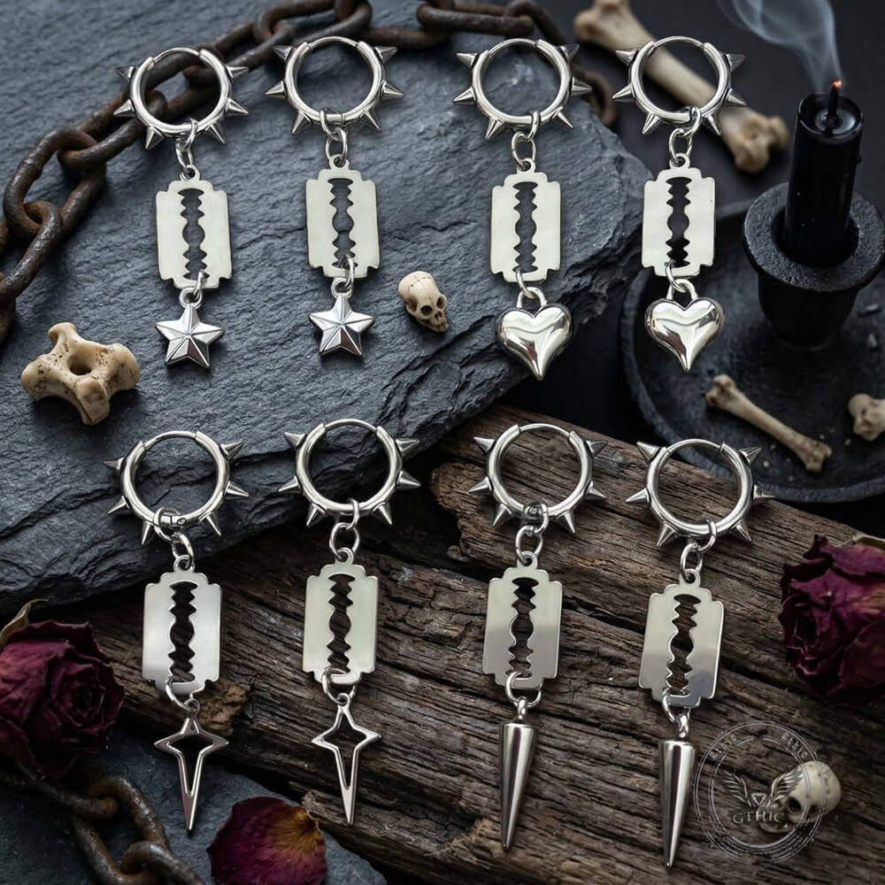 Punk Blade Spike Stainless Steel Drop Earrings