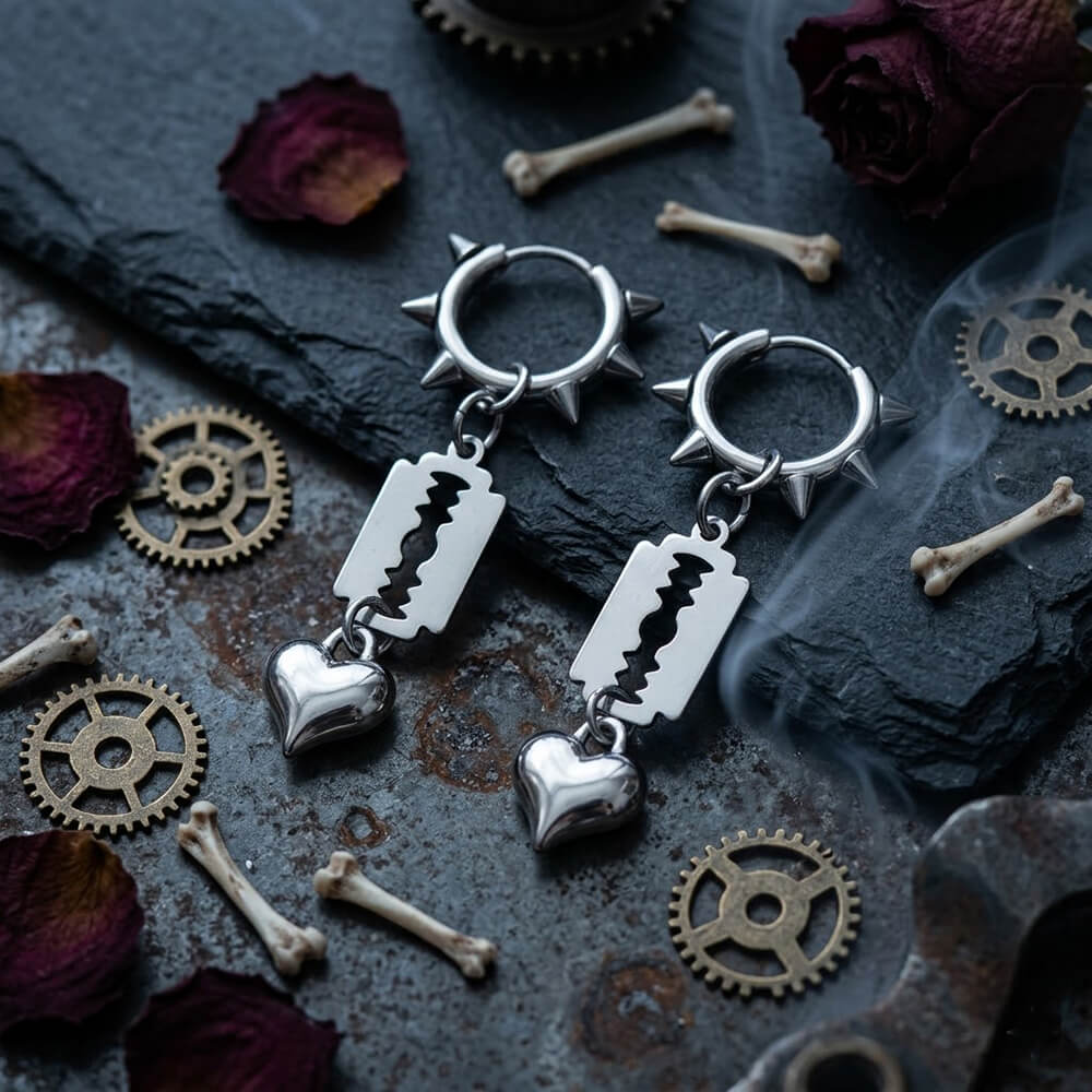 Punk Blade Spike Stainless Steel Drop Earrings