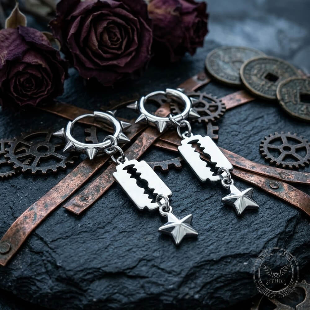 Punk Blade Spike Stainless Steel Drop Earrings