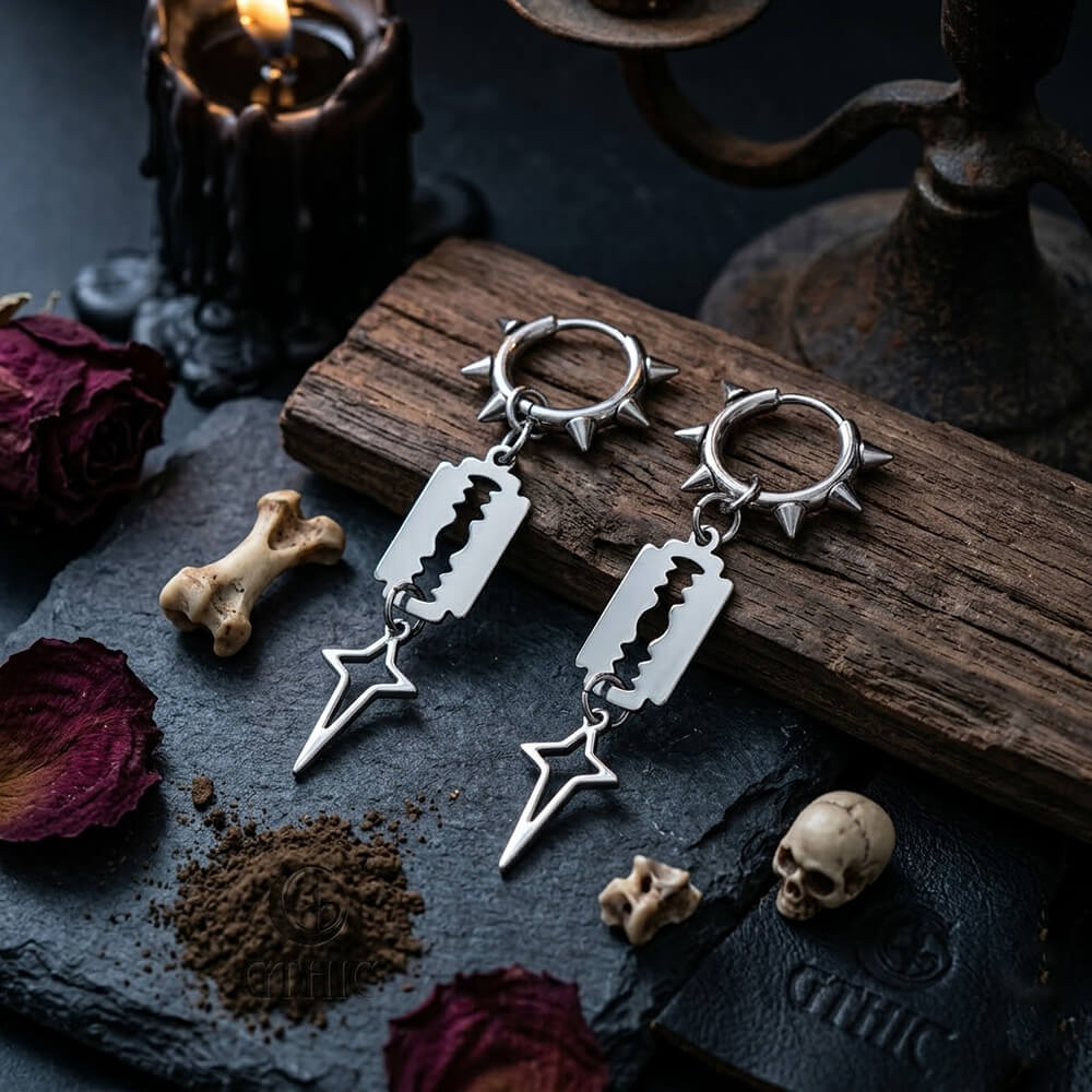 Punk Blade Spike Stainless Steel Drop Earrings