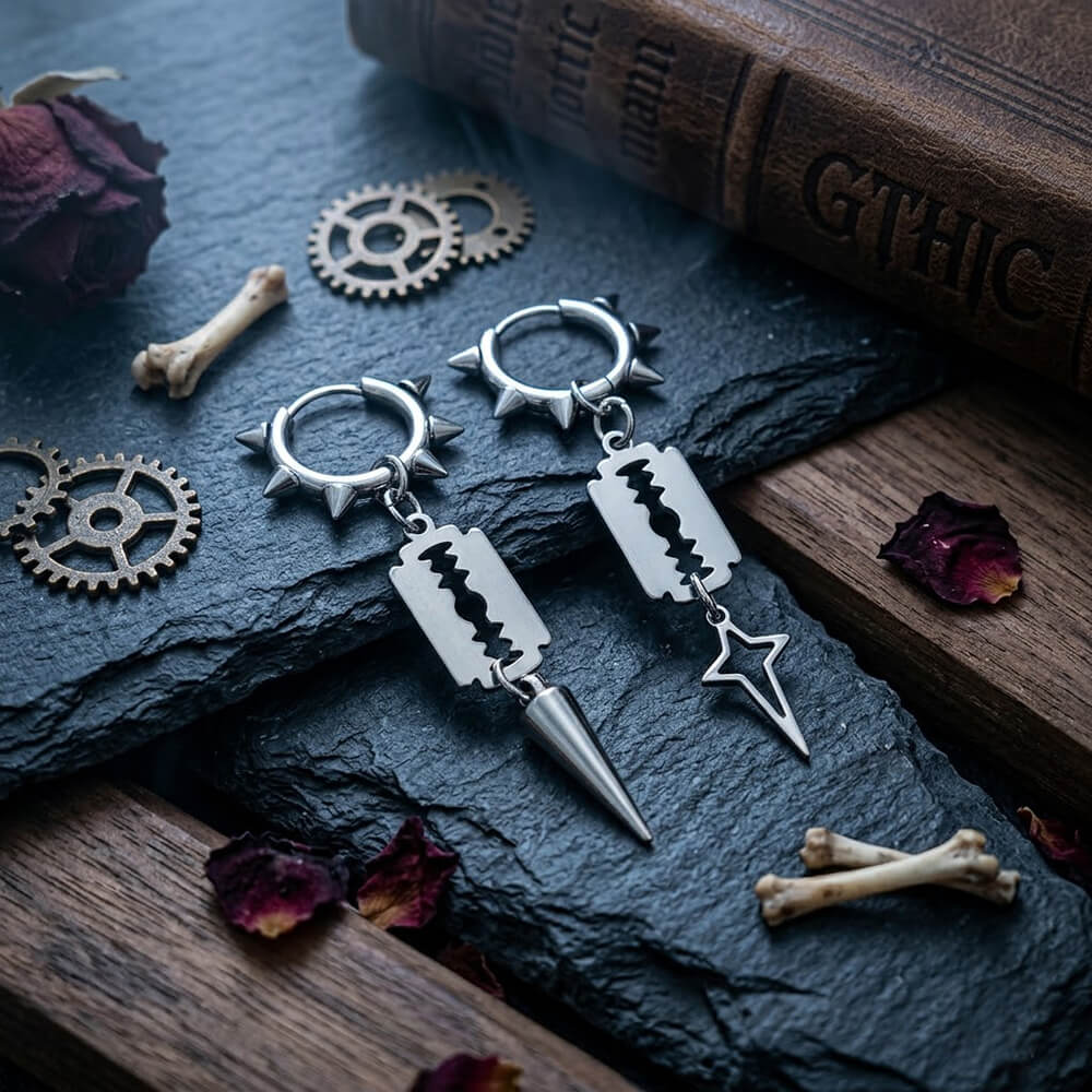 Punk Blade Spike Stainless Steel Drop Earrings