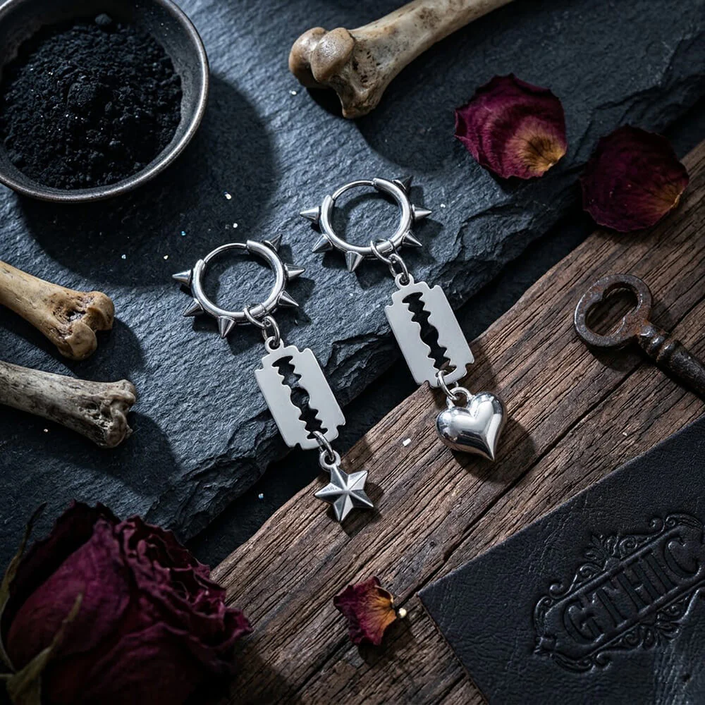 Punk Blade Spike Stainless Steel Drop Earrings