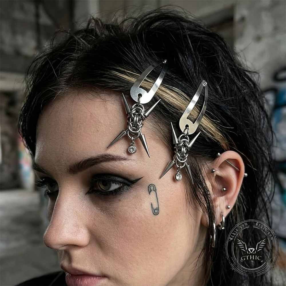 Punk Stainless Steel Rivet Spiked Hair Clips
