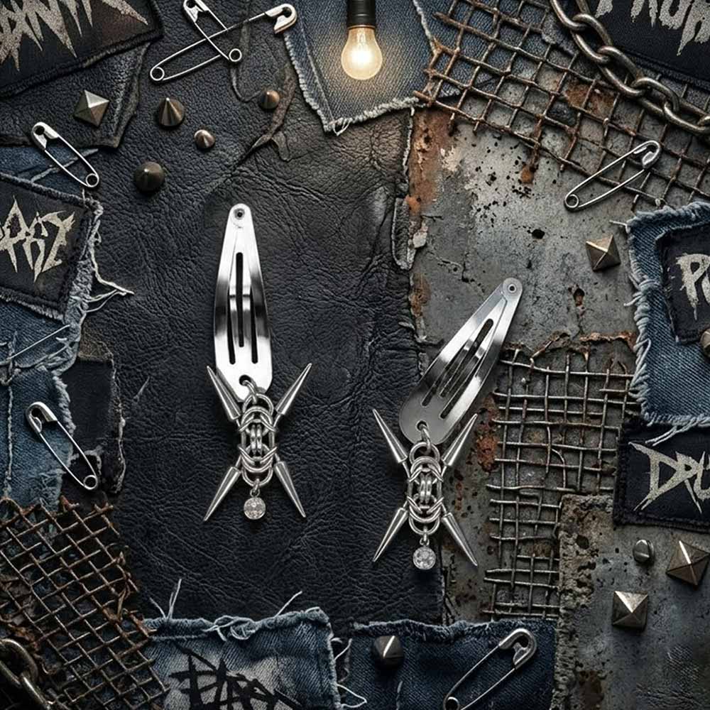 Punk Stainless Steel Rivet Spiked Hair Clips
