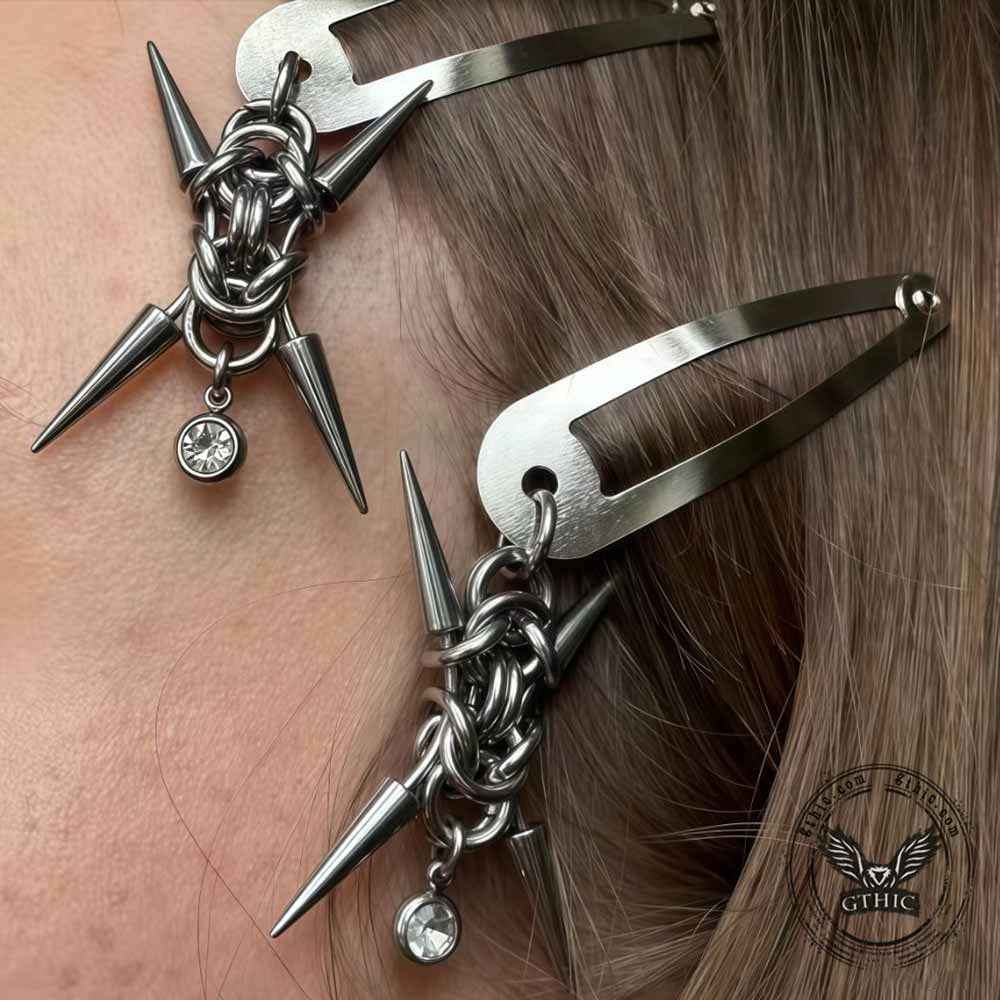 Punk Stainless Steel Rivet Spiked Hair Clips