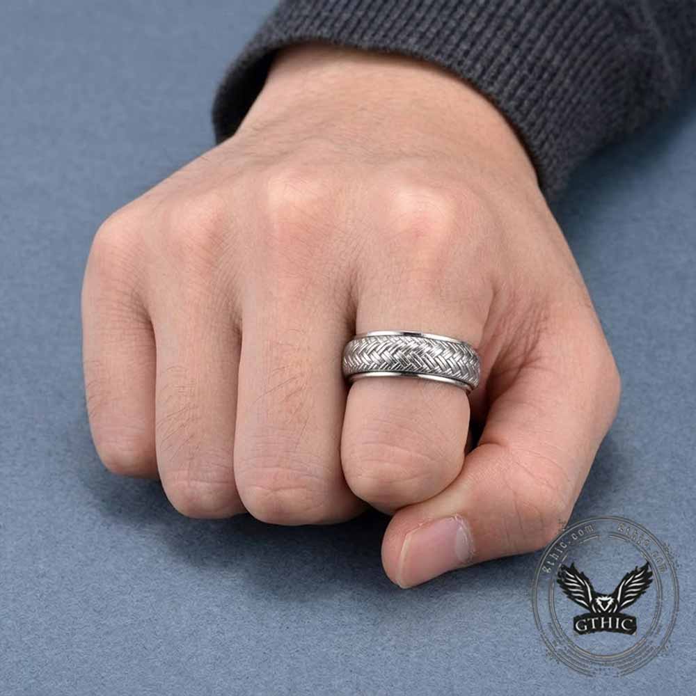 Simple Woven Pattern Stainless Steel Spinner Ring