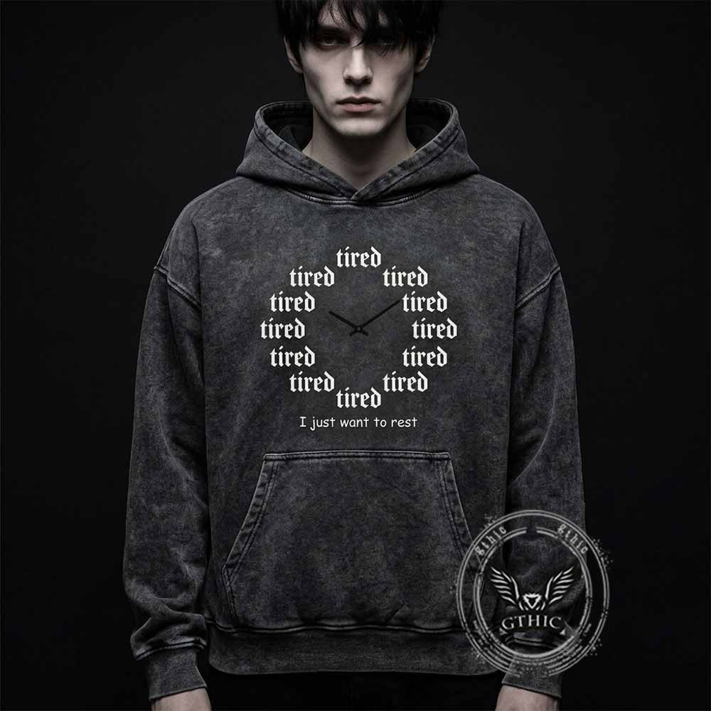 "I Just Want to Rest" Vintage Washed Cotton Hoodie