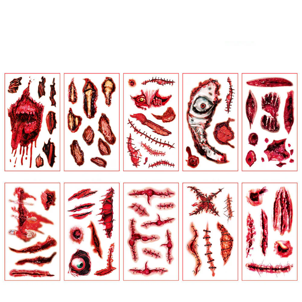 19908-10-pcs-spooky-wound-halloween-temporary-tattoo-stickers-1.webp 10 Pcs Spooky Wound Halloween Temporary Tattoo Stickers