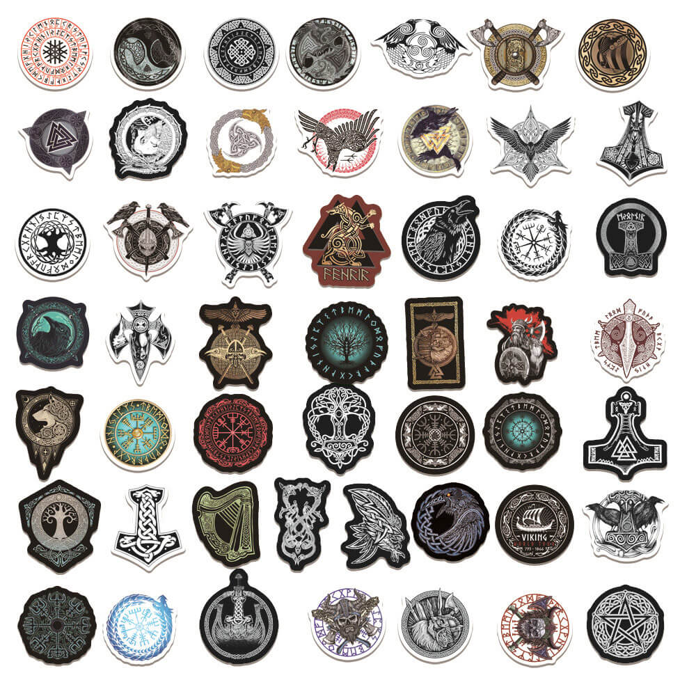 100 Pcs Waterproof Viking Symbols Totem Sticker