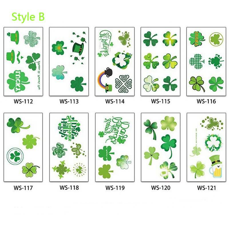 10Pcs Waterproof Saint Patrick's Day Temporary Tattoos Stickers