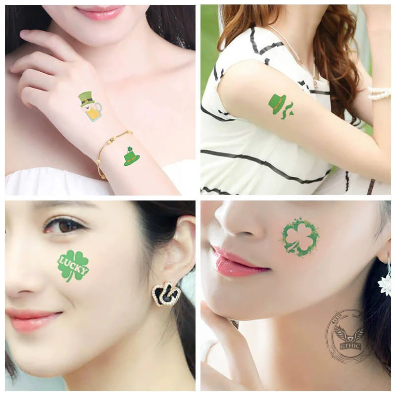 10Pcs Waterproof Saint Patrick's Day Temporary Tattoos Stickers