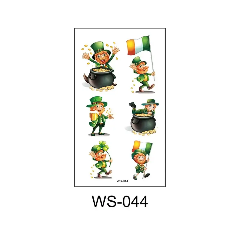 10Pcs Waterproof Saint Patrick's Day Temporary Tattoos Stickers