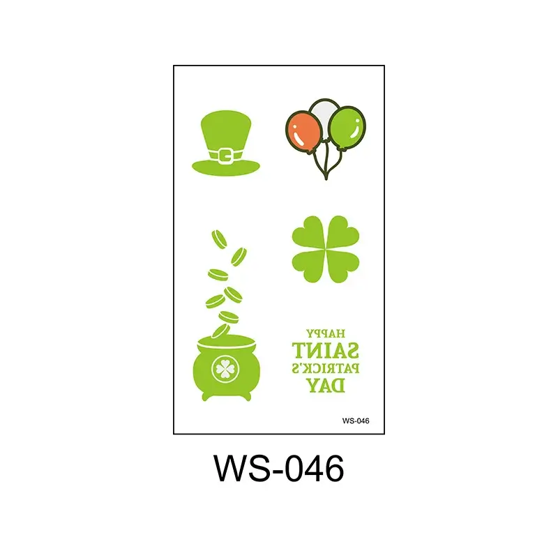 10Pcs Waterproof Saint Patrick's Day Temporary Tattoos Stickers