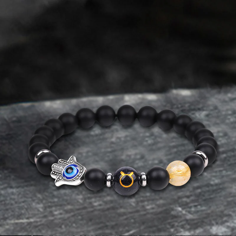 12 Constellations Zodiac Lucky Natural Stone Bracelet