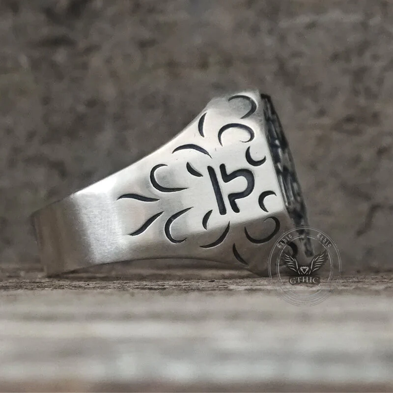 12 Constellations Zodiac Sterling Silver Octagonal Ring