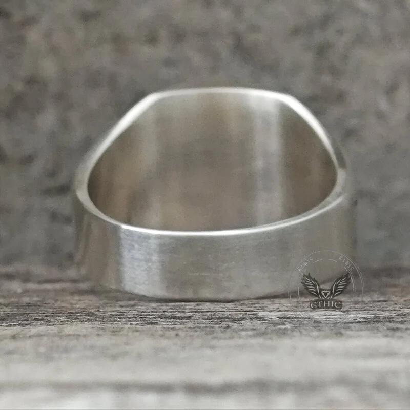 12 Constellations Zodiac Sterling Silver Octagonal Ring