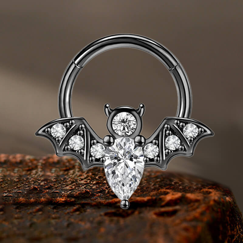 16G Bat Stainless Steel Hinged Nose Ring