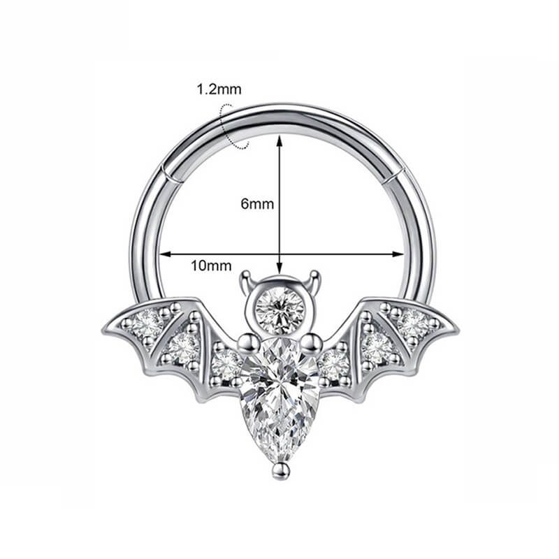 16G Bat Stainless Steel Hinged Nose Ring
