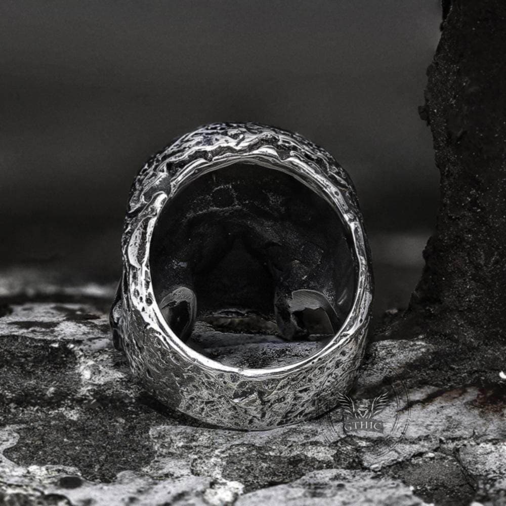 Vintage Rugged Stainless Steel Skull Ring