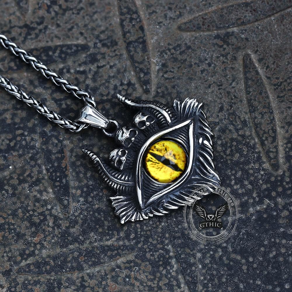 Eye of Hell Stainless Steel Skull Pendant