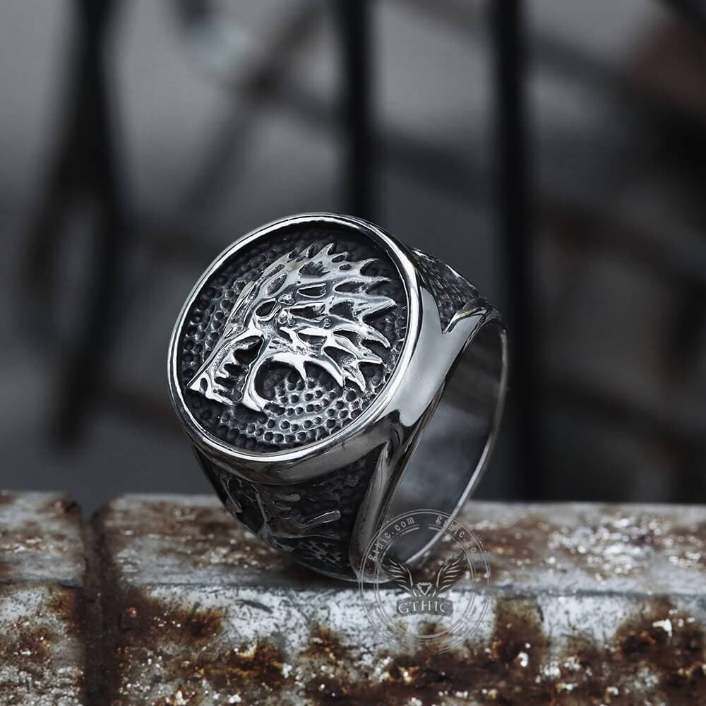 2573-growling-direwolf-stainless-steel-ring-5.jpg Growling Direwolf Stainless Steel Ring