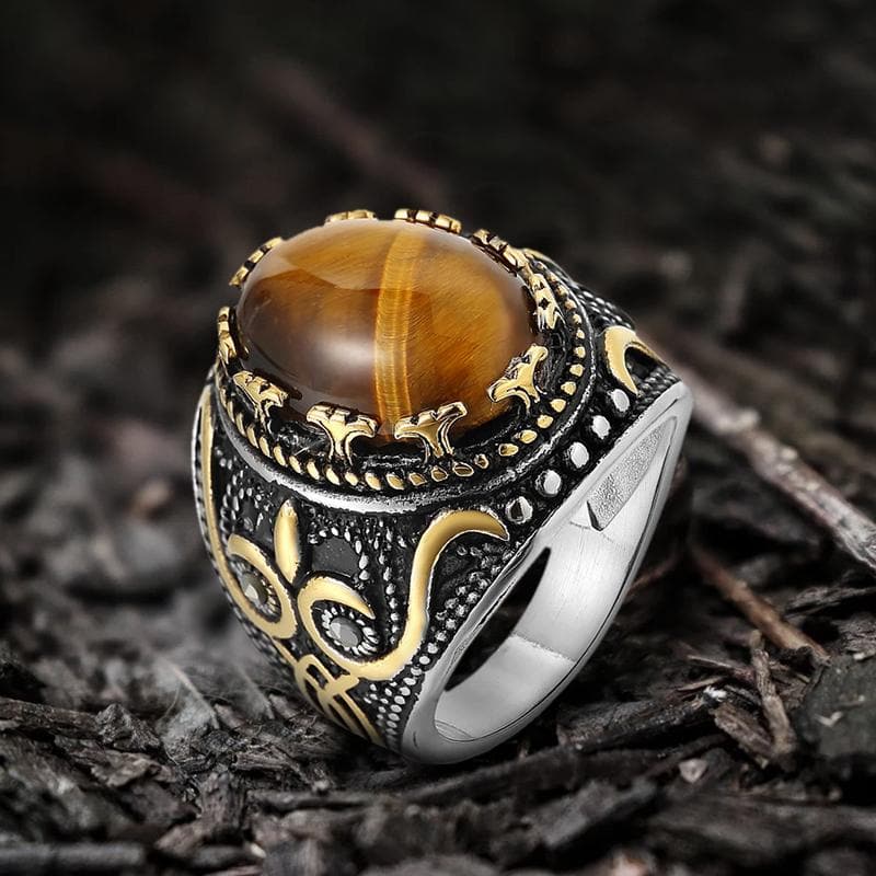 2593-vintage-pattern-turquoise-tiger-eye-stainless-steel-ring-11.jpg Vintage Pattern Turquoise Tiger-Eye Stainless Steel Ring