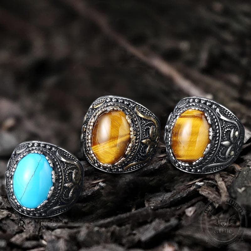 2593-vintage-pattern-turquoise-tiger-eye-stainless-steel-ring-3.jpg Vintage Pattern Turquoise Tiger-Eye Stainless Steel Ring