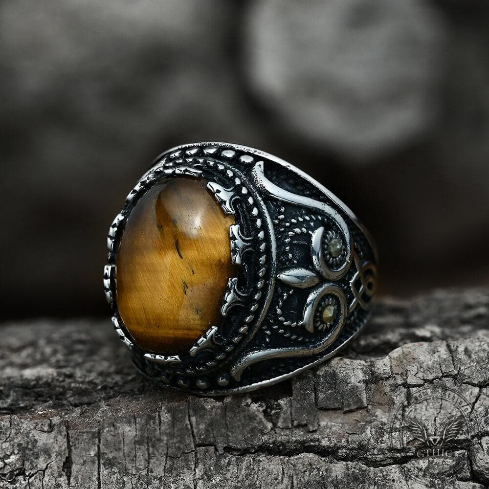 2593-vintage-pattern-turquoise-tiger-eye-stainless-steel-ring-9.jpg Vintage Pattern Turquoise Tiger-Eye Stainless Steel Ring