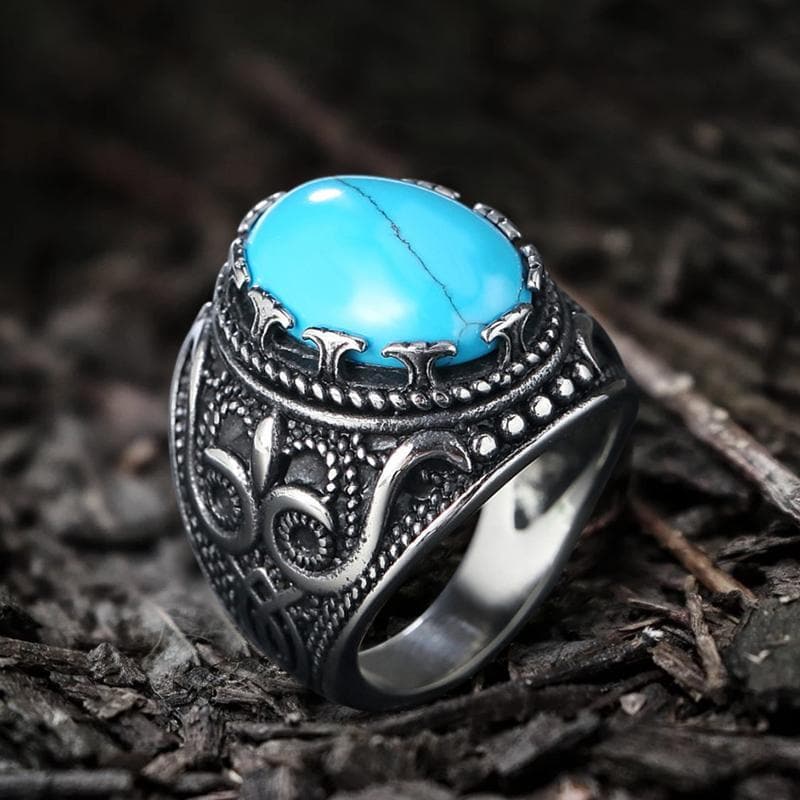 2595-blue-silver-8-blue-silver-8-variation-1.jpg Vintage Pattern Turquoise Tiger-Eye Stainless Steel Ring