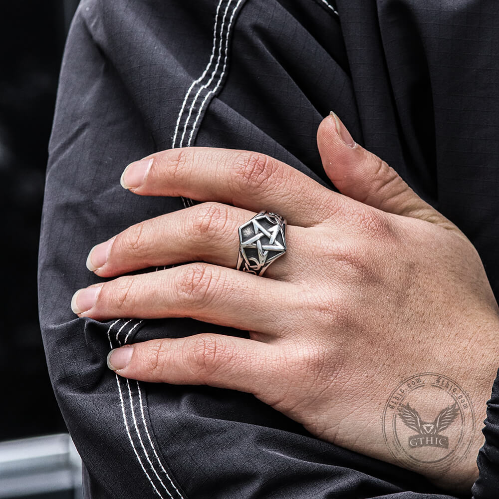 GTHIC Pentagram Stainless Steel Ring