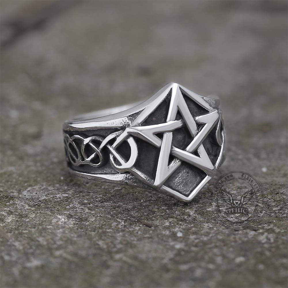 GTHIC Pentagram Stainless Steel Ring