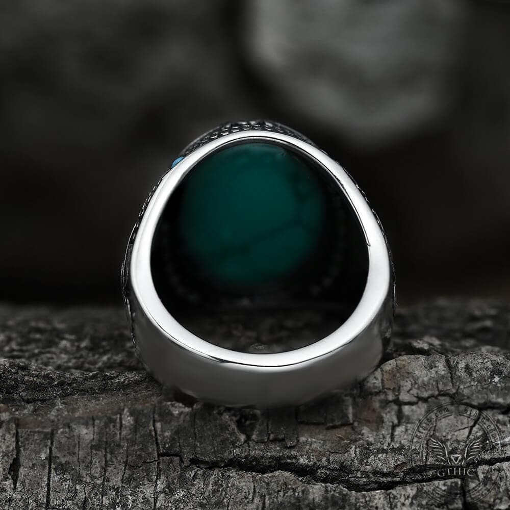 2991-vintage-pattern-turquoise-stainless-steel-ring-8.jpg Vintage Pattern Turquoise Stainless Steel Ring